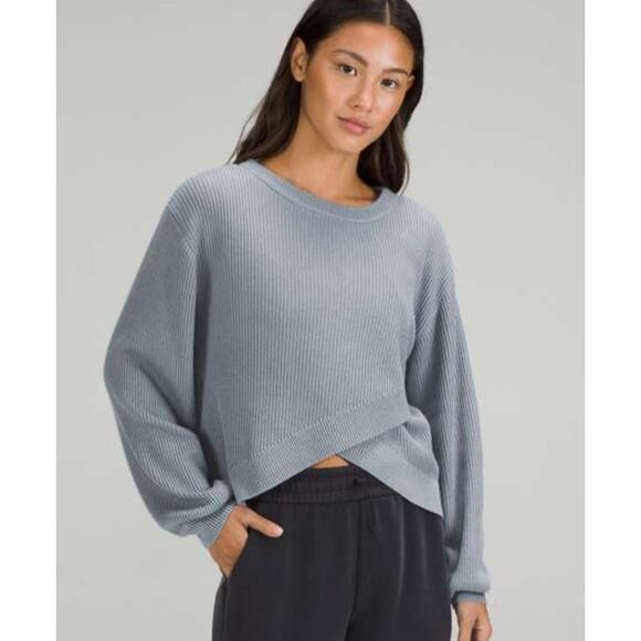 lululemon athletica Sweaters - Lululemon Reversible Crossover Sweater in Chambray Women's 18